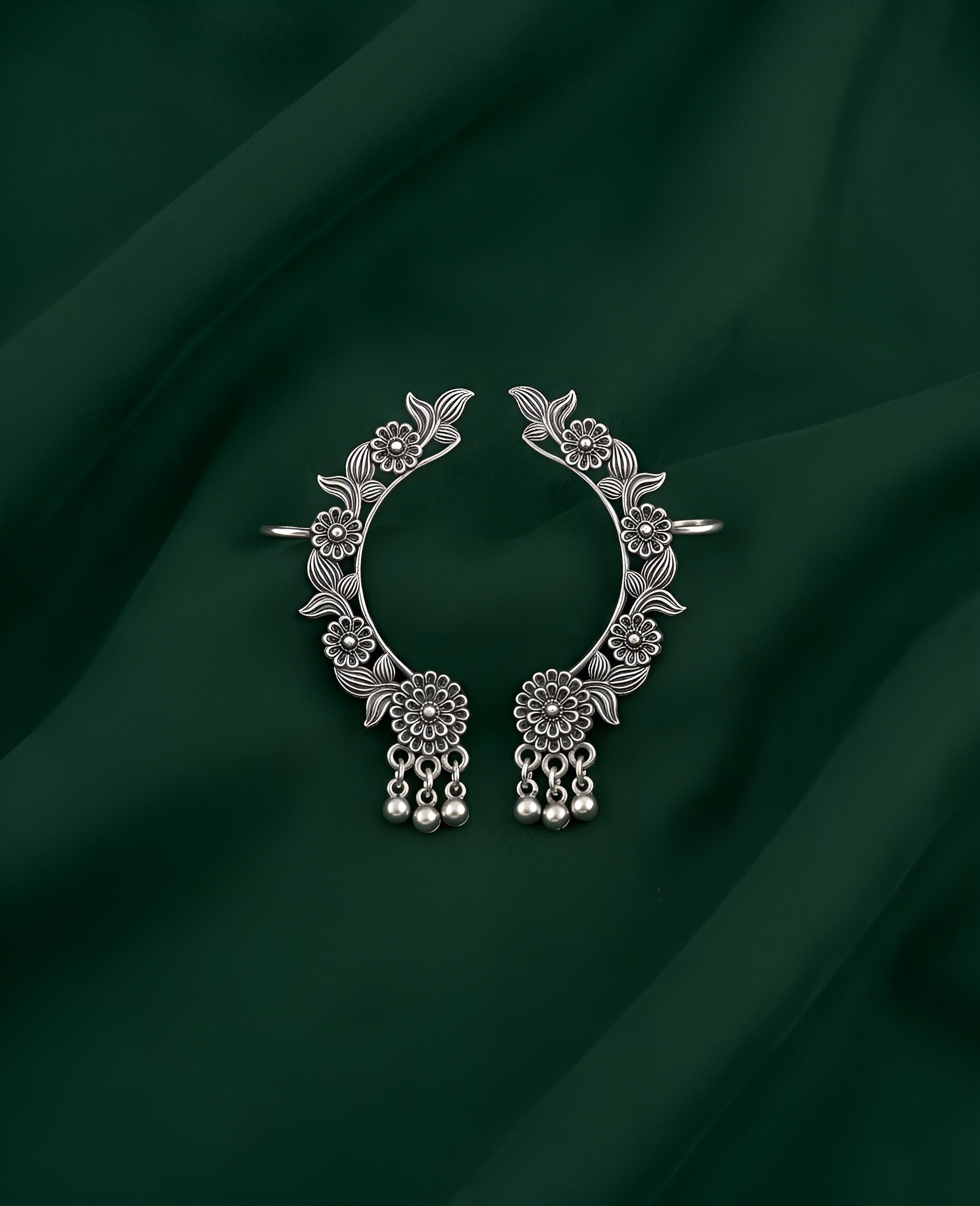 Silver Plated Oxidized Contemporery Ear Cuff