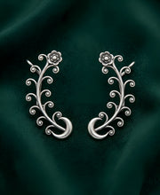Silver Plated Oxidized Contemporery Ear Cuff