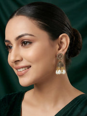 Golden Oxidized With Beaded Indo-Western Jhumka