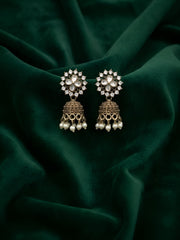 Gold Oxidized With Beaded Indo-Western Jhumki