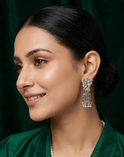 Silver Plated Oxidized Unique Design Jhumki