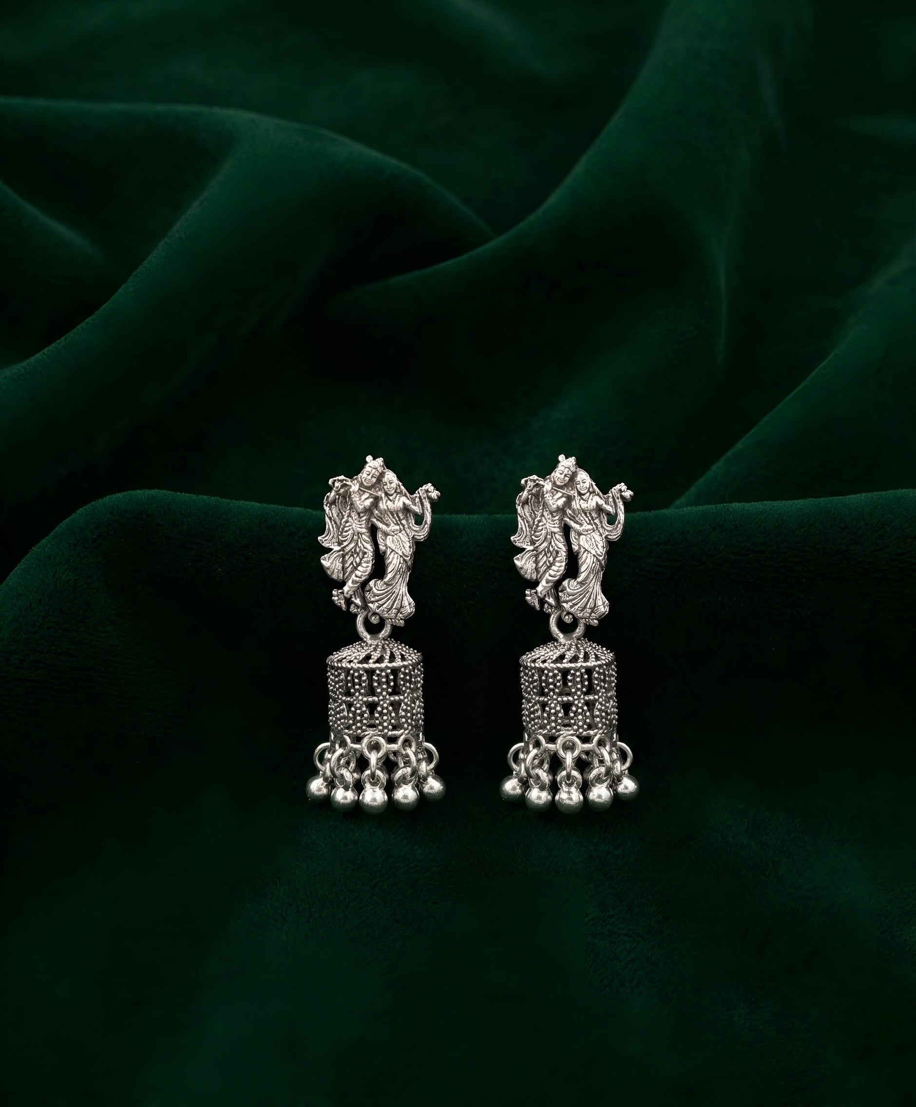 Silver Plated Oxidized Unique Design Jhumki
