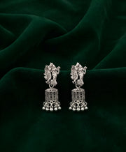 Silver Plated Oxidized Unique Design Jhumki