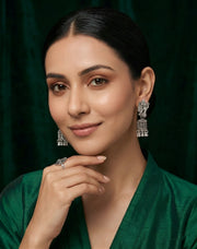 Silver Plated Oxidized Unique Design Jhumki