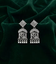 Silver Plated Oxidized Contemporery Earrings