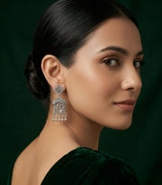 Silver Plated Oxidized Contemporery Earrings