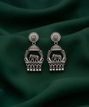 Silver Plated Oxidized Ethnic Earrings