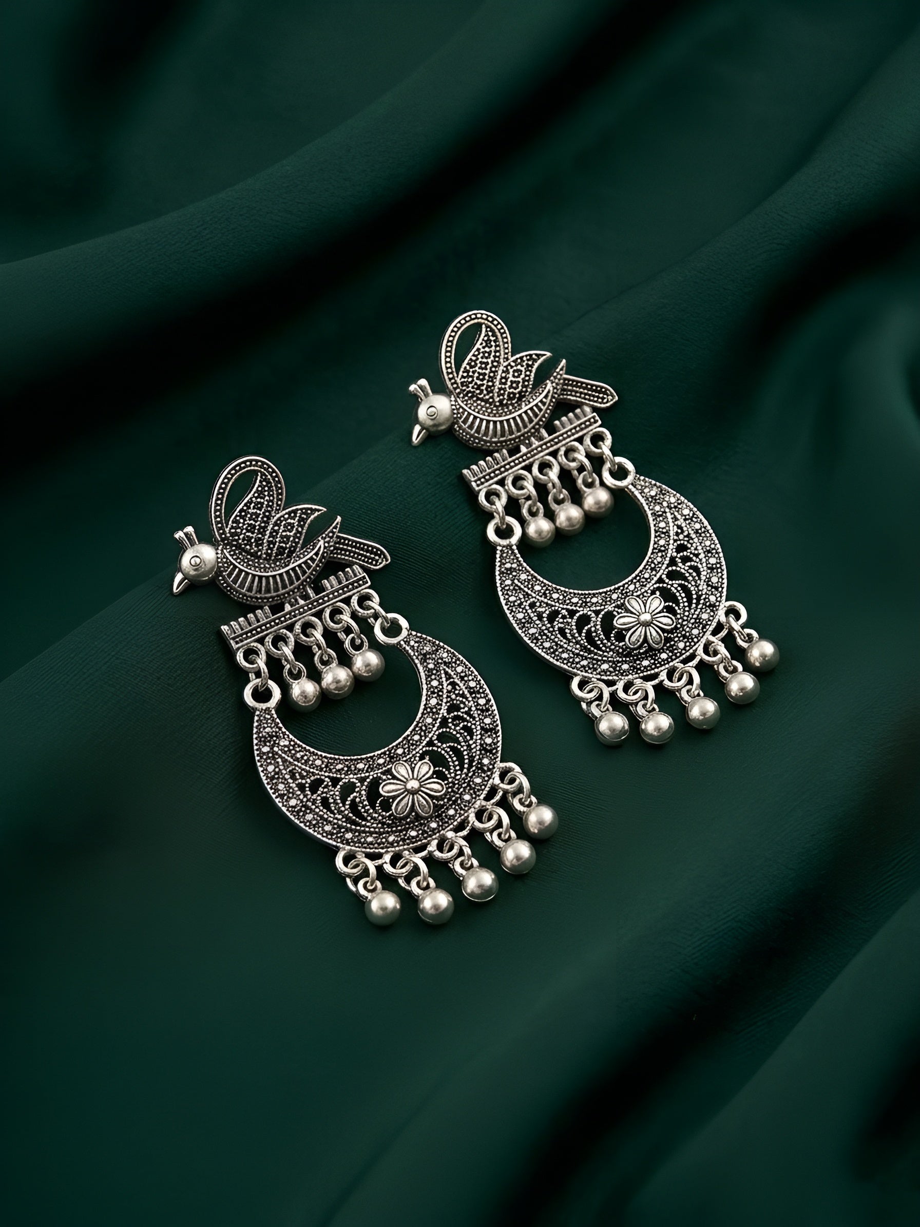 Silver Plated Oxidized Ethnic Earrings