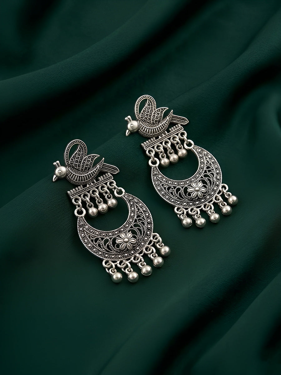 Silver Plated Oxidized Ethnic Earrings