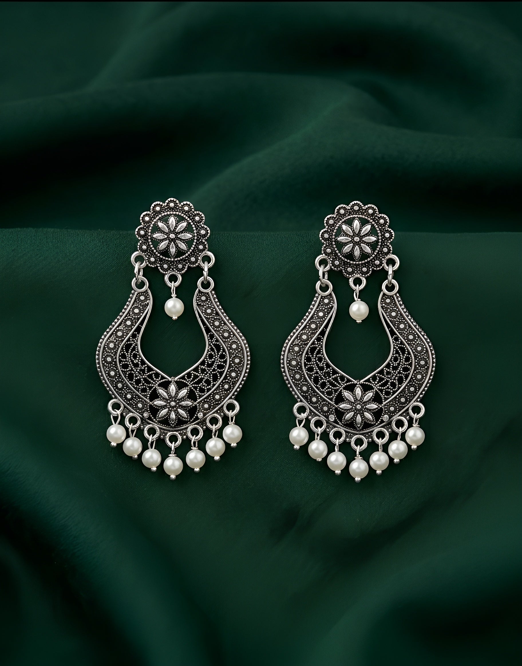Silver Plated Oxidized Ethnic Earrings