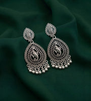 Silver Plated Oxidized Fancy Drop Earrings