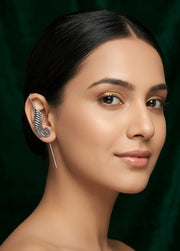 Silver Plated Oxidized Contemporery Ear Cuff