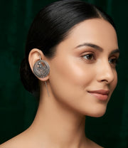 Silver Plated Oxidized Contemporery Ear Cuff