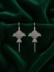 Silver Plated Oxidized Fish Design Ear Cuff