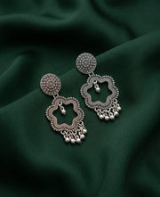 Silver Plated Oxidized Fancy Drop Earrings