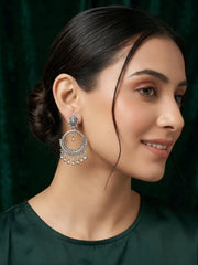 Silver Plated Oxidized Fancy Drop Earrings