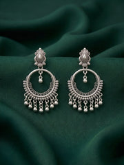 Silver Plated Oxidized Fancy Drop Earrings