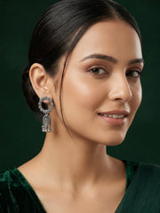 Silver Plated Oxidized Fancy Jhumki Earrings