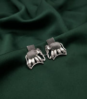 Silver Plated Oxidized Animal Design Drop Earrings