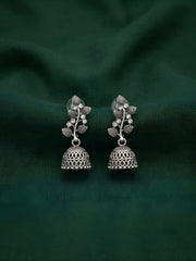 Silver Plated Oxidized Leaf With Jhumki Earrings