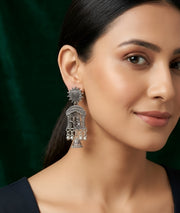 Silver Plated Oxidized Contemporery Earrings