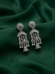 Silver Plated Oxidized Contemporery Earrings