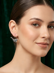 Silver Plated Oxidized Antique Birds Earrings
