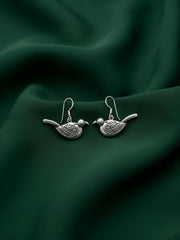 Silver Plated Oxidized Antique Birds Earrings
