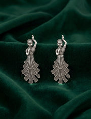 Oxidised Silver-Toned Dancing Lady Statement Earrings
