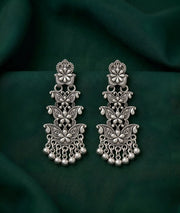 Silver Plated Oxidized Contemporery Earrings