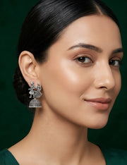 Silver Plated Oxidized Jhumki Earrings