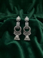 Silver Plated Oxidized Fancy Jhumki Earrings