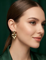 Gold Plated Fancy Heart Shape Earrings