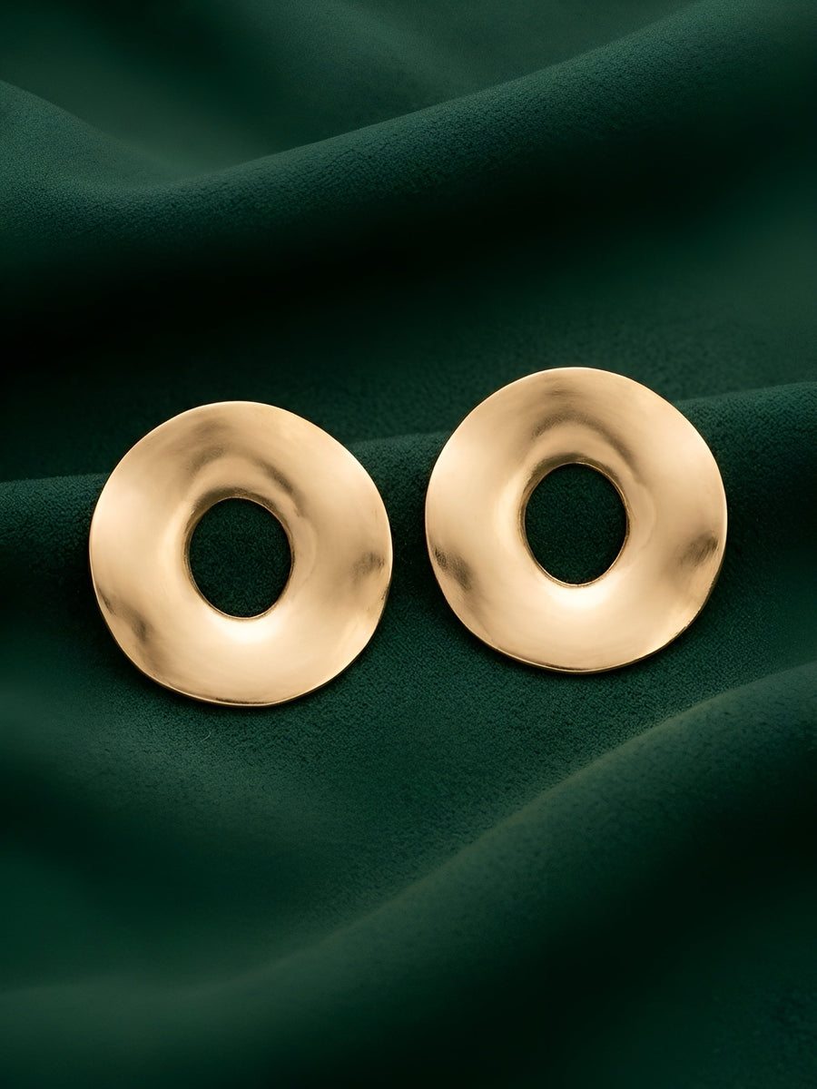 Gold Plated Contemporery Circular Earrings