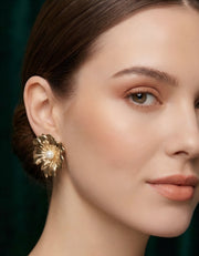 Gold Plated Flower Shaped Fancy Studs