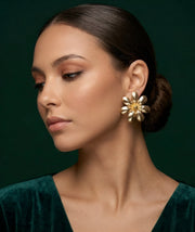 Gold Plated Contemporery Flower Studs