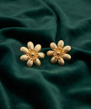 Gold Plated Contemporery Flower Studs