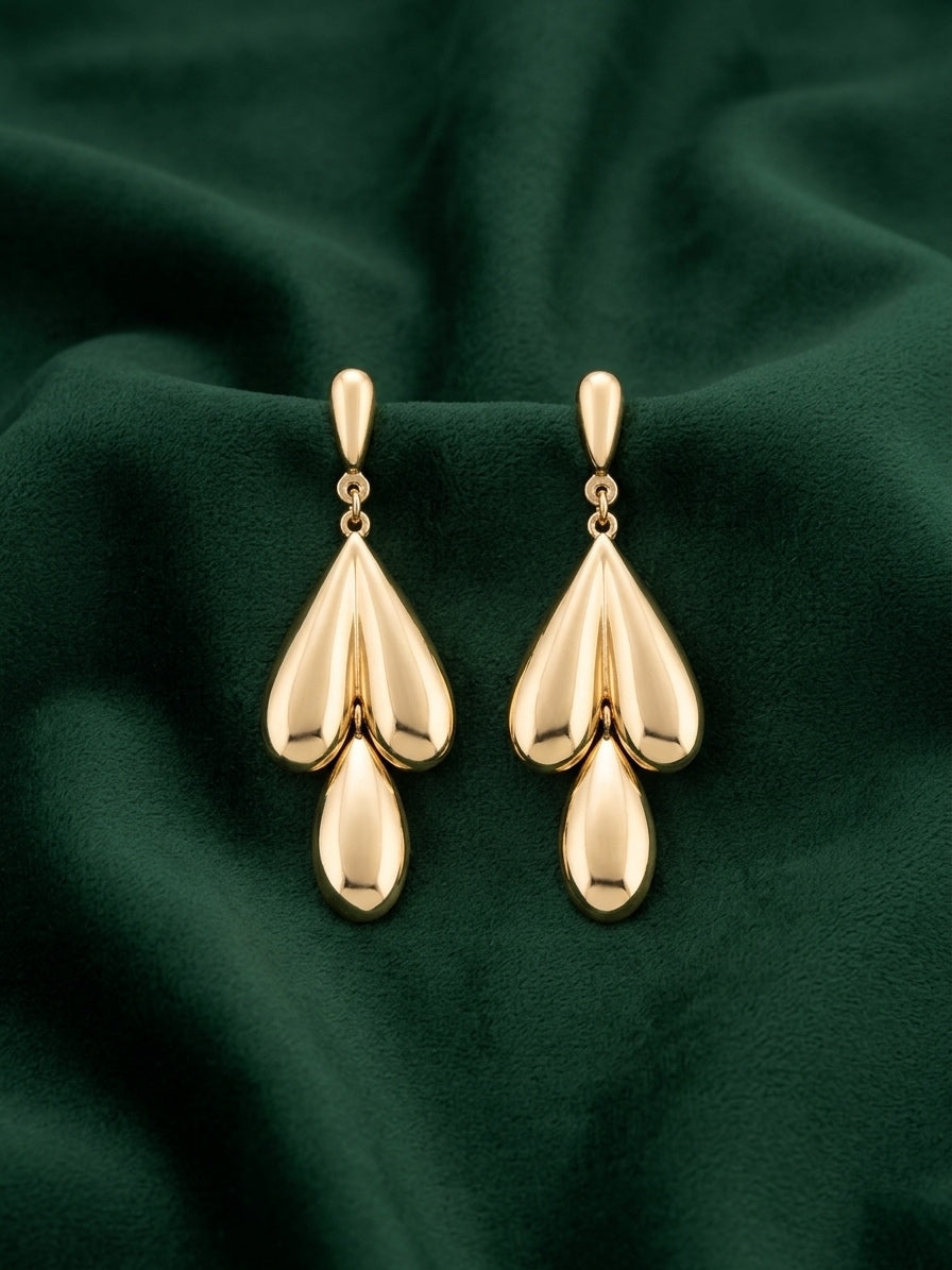 Gold Plated Contemporery Heart Earrings