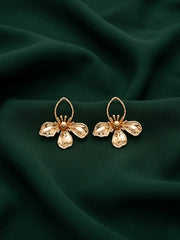 Gold Plated Contemporery Flower Earrings