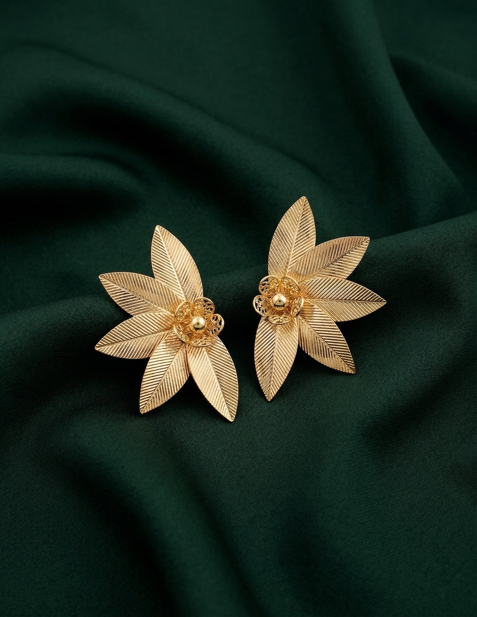 Gold Plated Contemporery Flower Studs