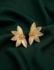 Gold Plated Contemporery Flower Studs