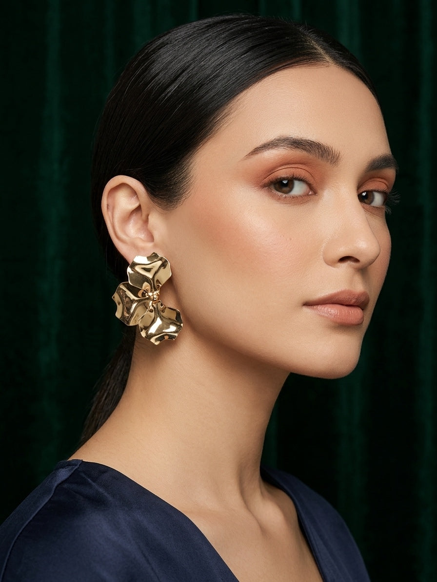 Gold Plated Contemporery Trendy Earrings