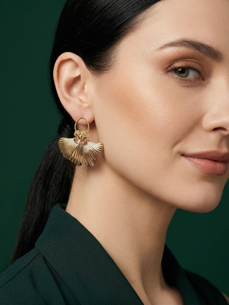 Gold Plated Contemporery Sea Shell Earrings