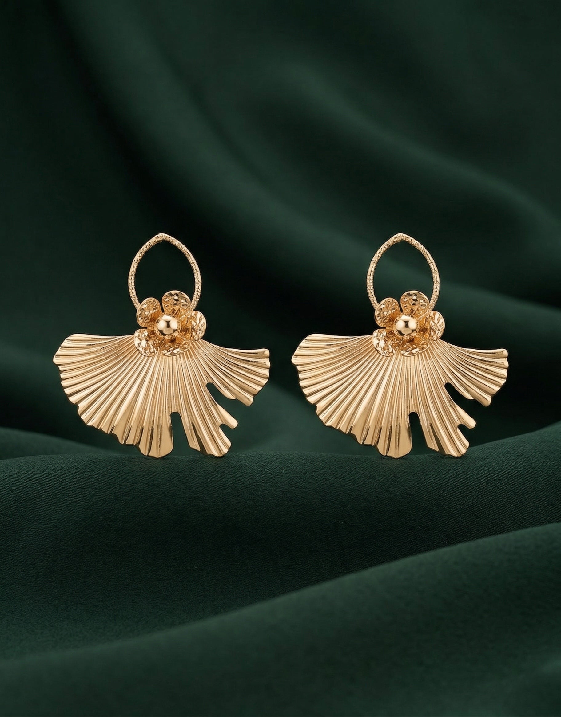 Gold Plated Contemporery Sea Shell Earrings