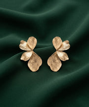 Gold Plated Contemporery Half Flower Earrings
