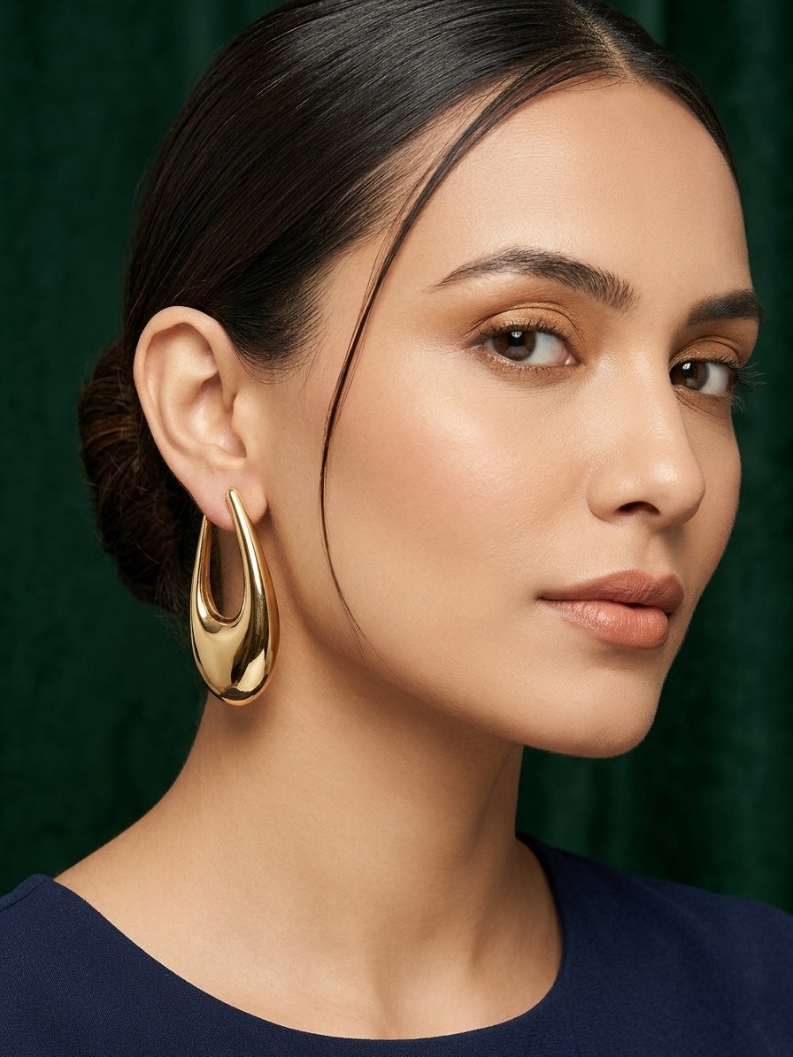 Gold Plated Contemporery Unique Design Hoops