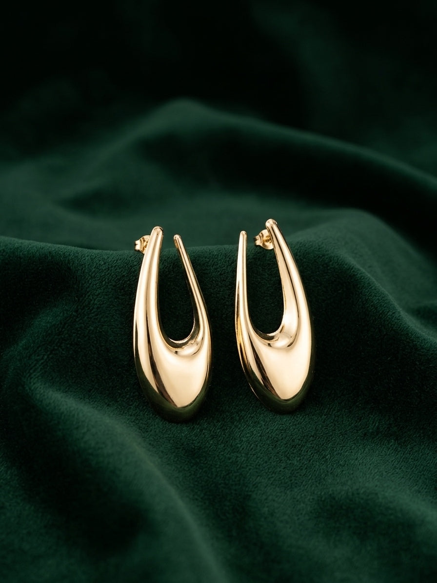 Gold Plated Contemporery Unique Design Hoops