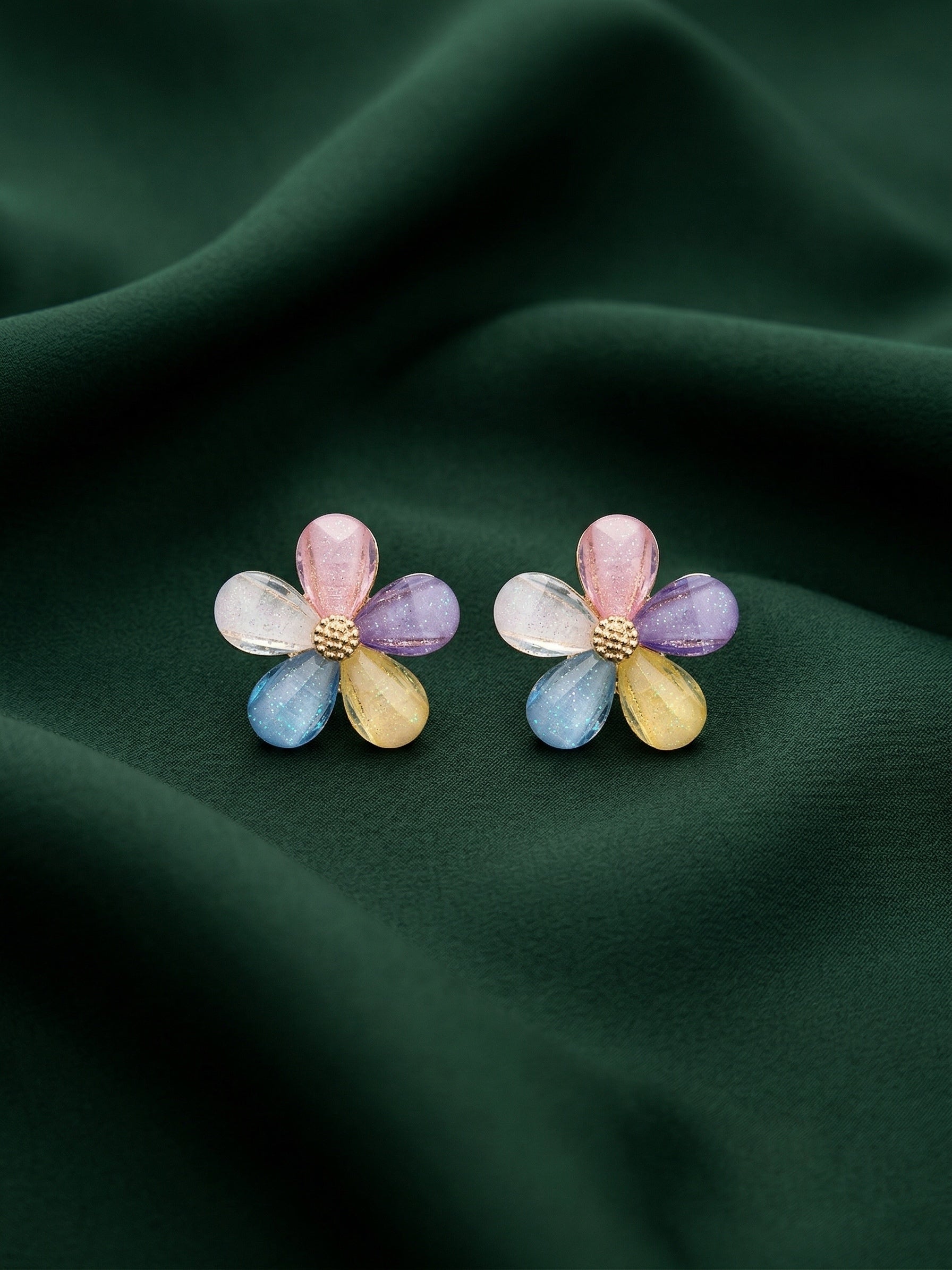 Fancy Multicolor Beaded Mini Flower Studs