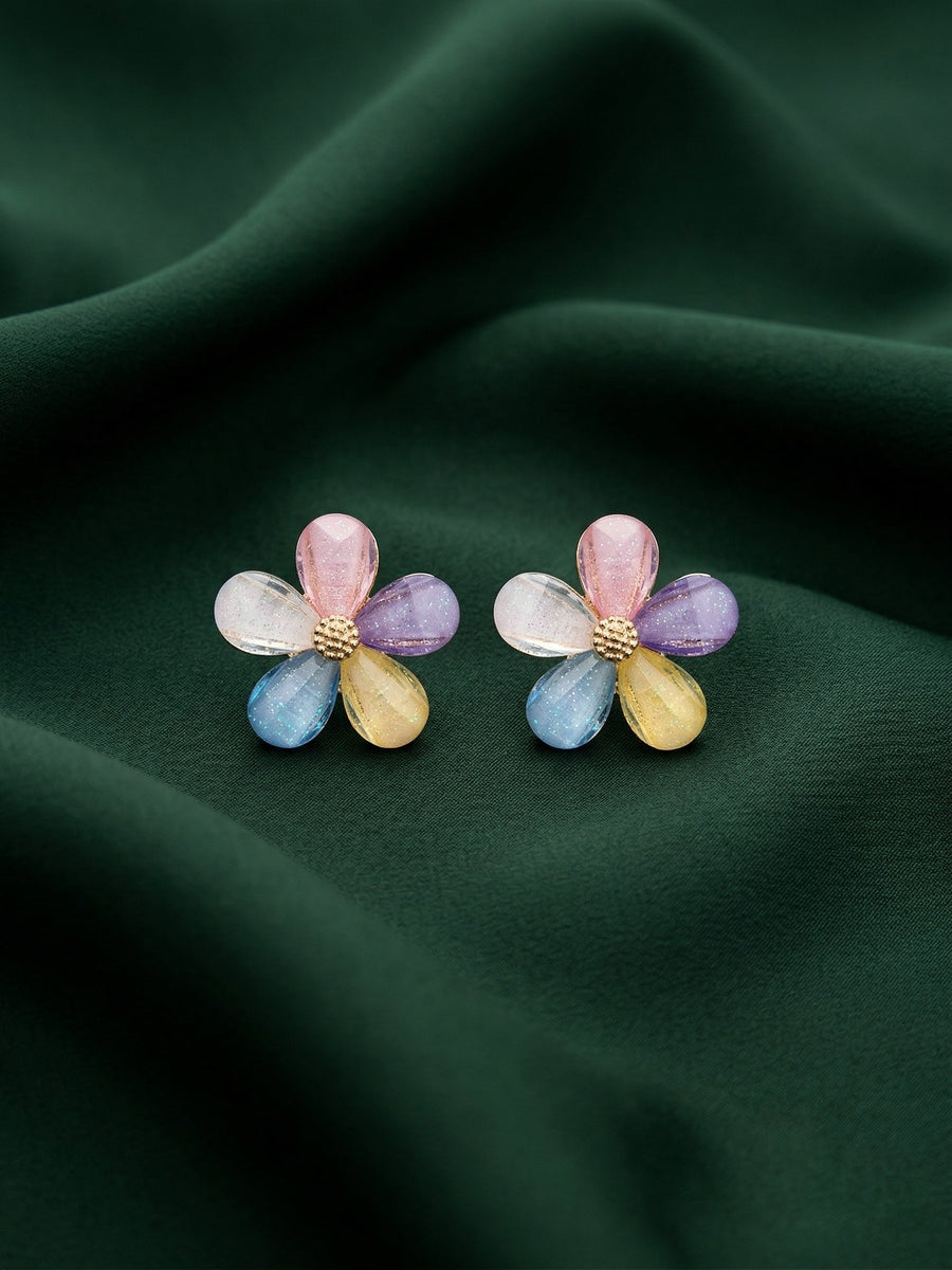 Fancy Multicolor Beaded Mini Flower Studs