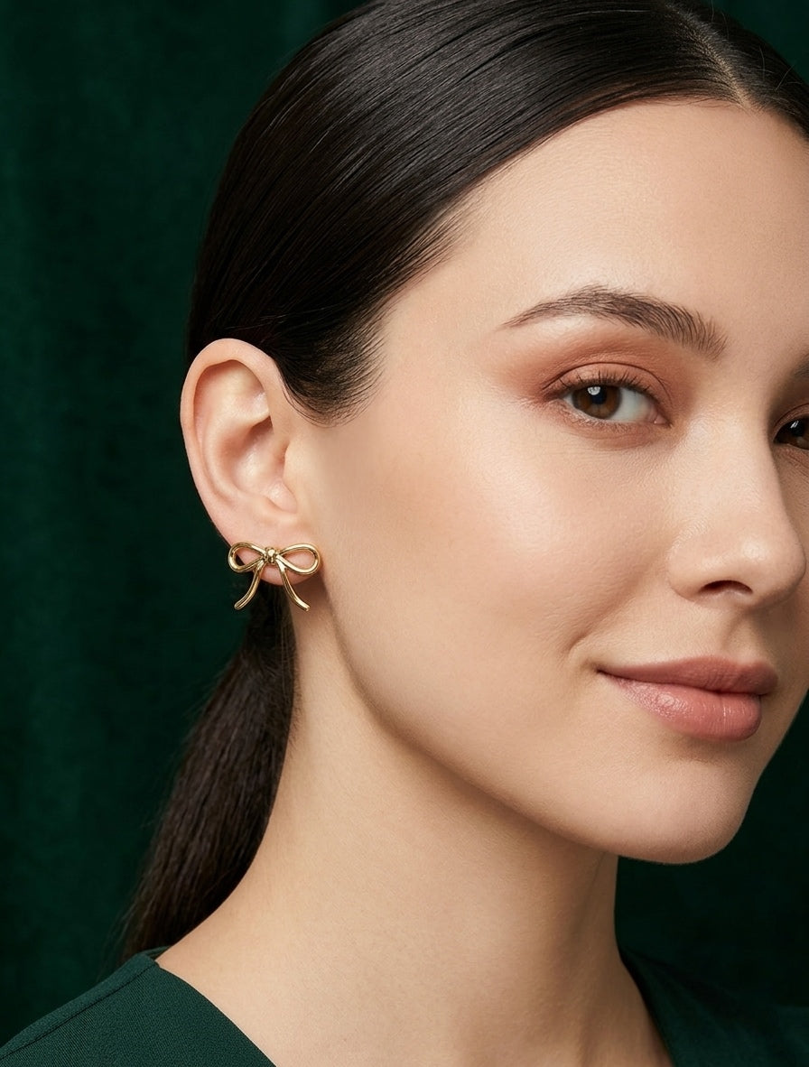 Gold Plated Bow Style Earrings